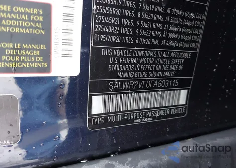 2015 Land Rover Range Rover Sport 3.0L V6 Supercharged Hse из США, поврежденный, VIN SALWR2VF0FA603115